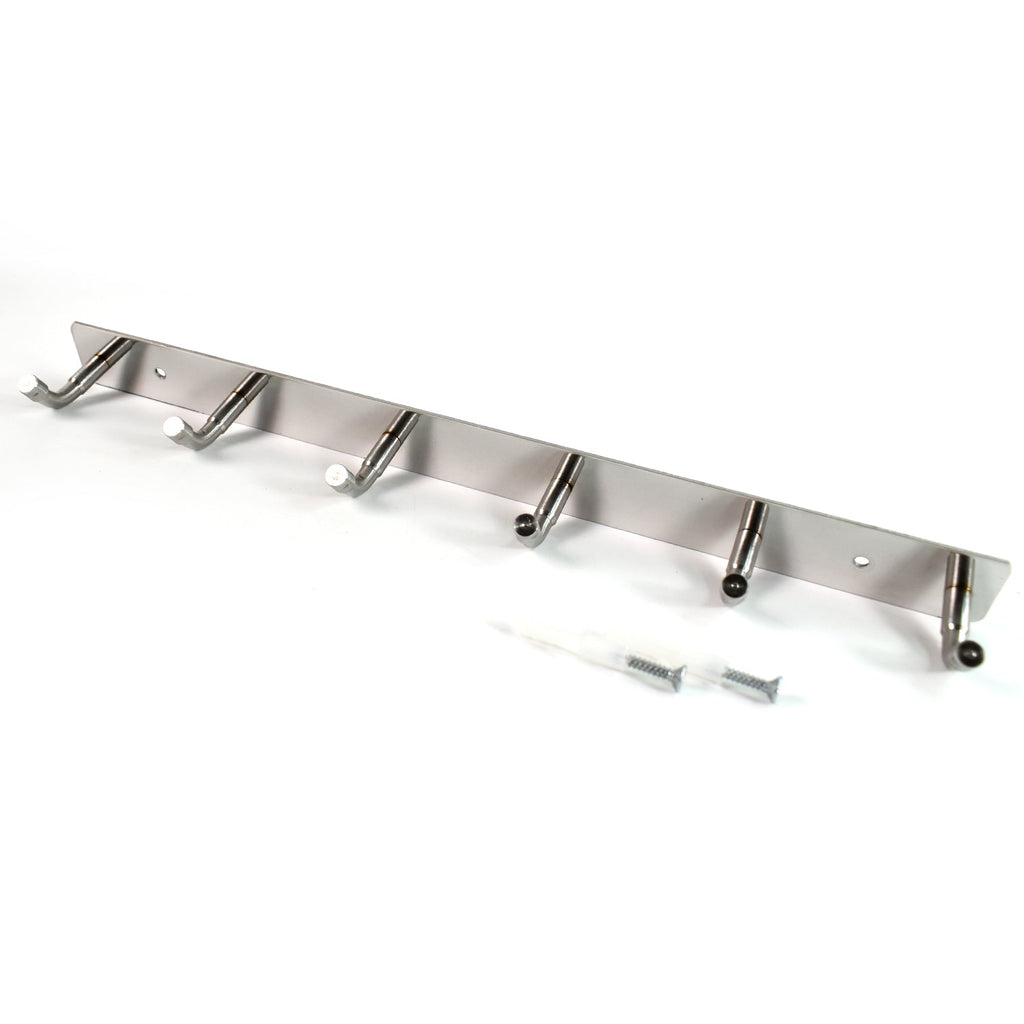 Stainless Steel Wall Mounted Coat 6 Hook Rack (32x3 / 1Pc)